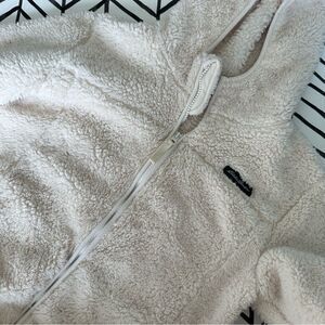 Eddie Bauer Kid's Size Medium Full Zip Cream Hooded Sherpa Jacket